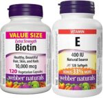 Webber Naturals Biotin 10,000 mcg Extra Strength + Vitamin E...