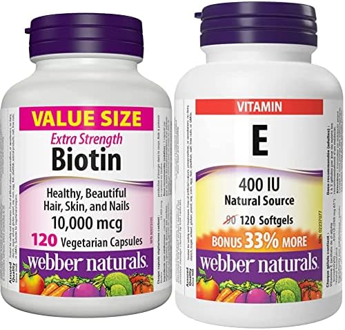 Webber Naturals Biotin 10,000 mcg Extra Strength + Vitamin E... Webber Naturals Biotin 10,000 mcg Extra Strength + Vitamin E... - Image 1