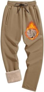 TACVASEN Men's Fleece Sweatpants with Drawstring Sherpa Line... - Image 2