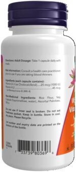 Now Foods Vit D-3 1,000 IU & K2 45mcg 120vcap & C-1000 with ... - Image 4