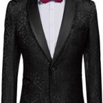 COOFANDY Men's Floral Tuxedo Suit Jacket Slim Fit Dinner Jac...