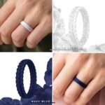 ThunderFit Women's Silicone Wedding Ring, Thin Stackable, Br... - Image 5