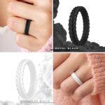ThunderFit Women's Silicone Wedding Ring, Thin Stackable, Br... - Image 2