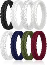 ThunderFit Women's Silicone Wedding Ring, Thin Stackable, Br...