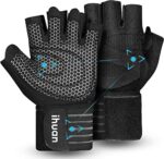 ihuan Ventilated Weight Lifting Gym Workout Gloves with Wris...