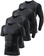 TELALEO 4 Pack Compression Shirts for Men Long/Shorts Sleeve...