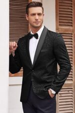 COOFANDY Men's Floral Tuxedo Suit Jacket Slim Fit Dinner Jac... - Image 3