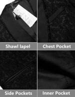 COOFANDY Men's Floral Tuxedo Suit Jacket Slim Fit Dinner Jac... - Image 4