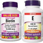 Webber Naturals Biotin 10,000 mcg Extra Strength + Vitamin E...